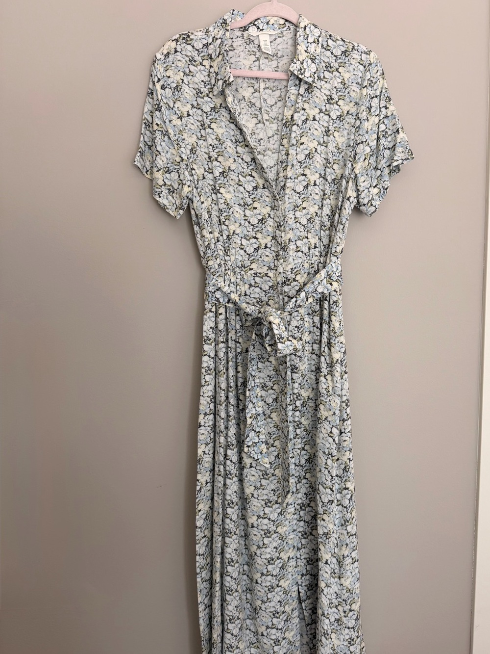 H&M Pale Blue Floral Maxi Wrap Dress